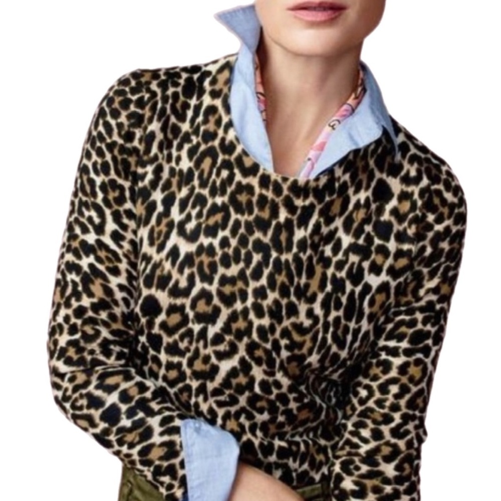 J.Crew 100% Merino Wool Animal Print Sweater